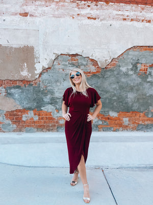 Beyond Iconic Pleated Wrap Midi Dress