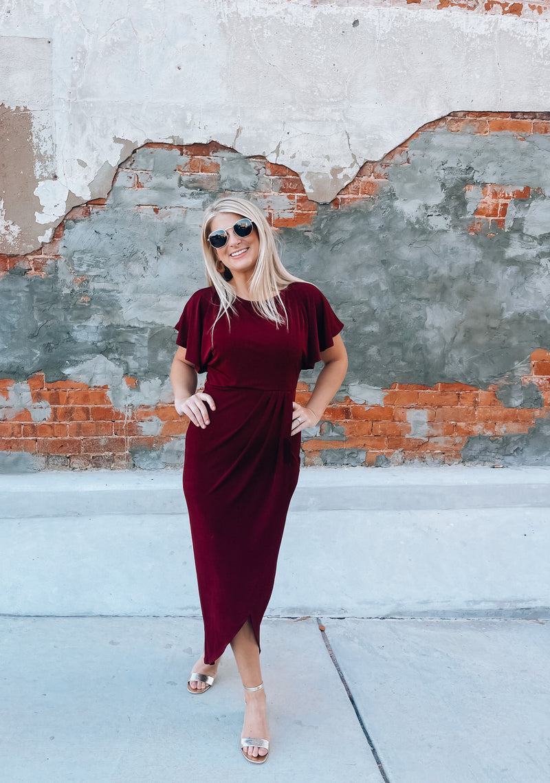 Beyond Iconic Pleated Wrap Midi Dress