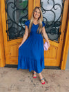 Irresistible Charm Midi Dress - Royal Blue