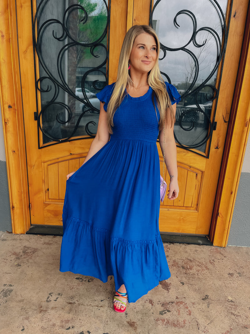 Irresistible Charm Midi Dress - Royal Blue