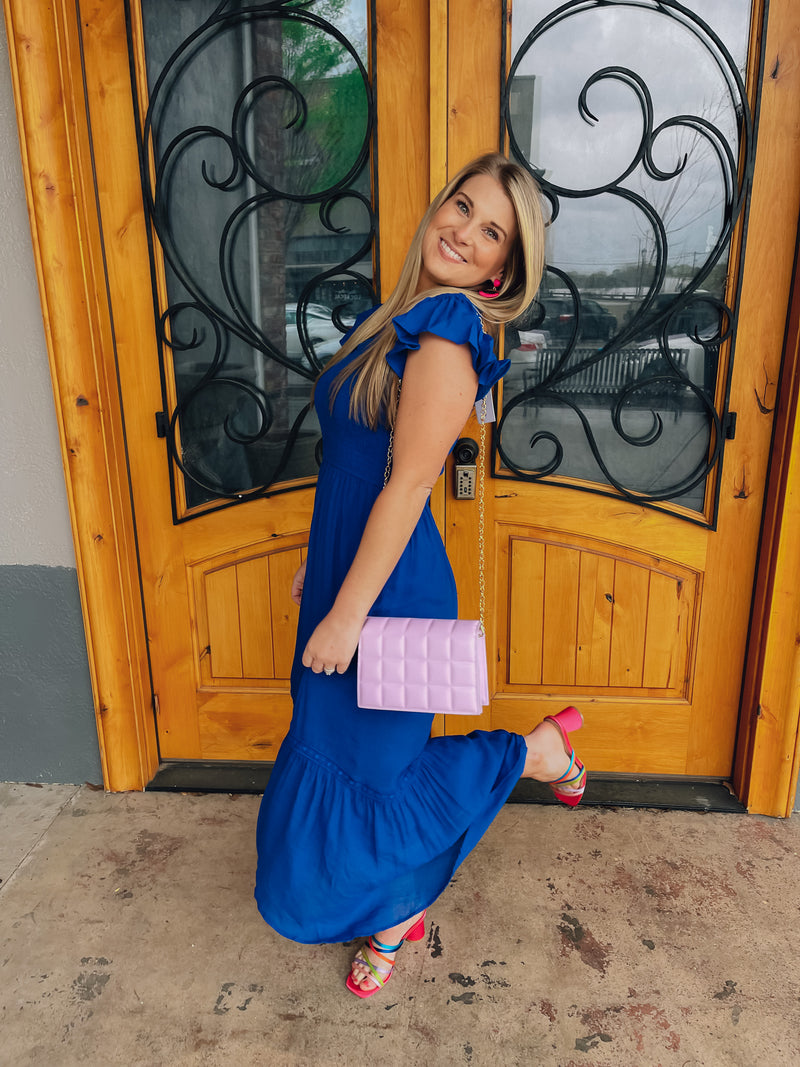 Irresistible Charm Midi Dress - Royal Blue