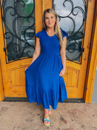 Irresistible Charm Midi Dress - Royal Blue