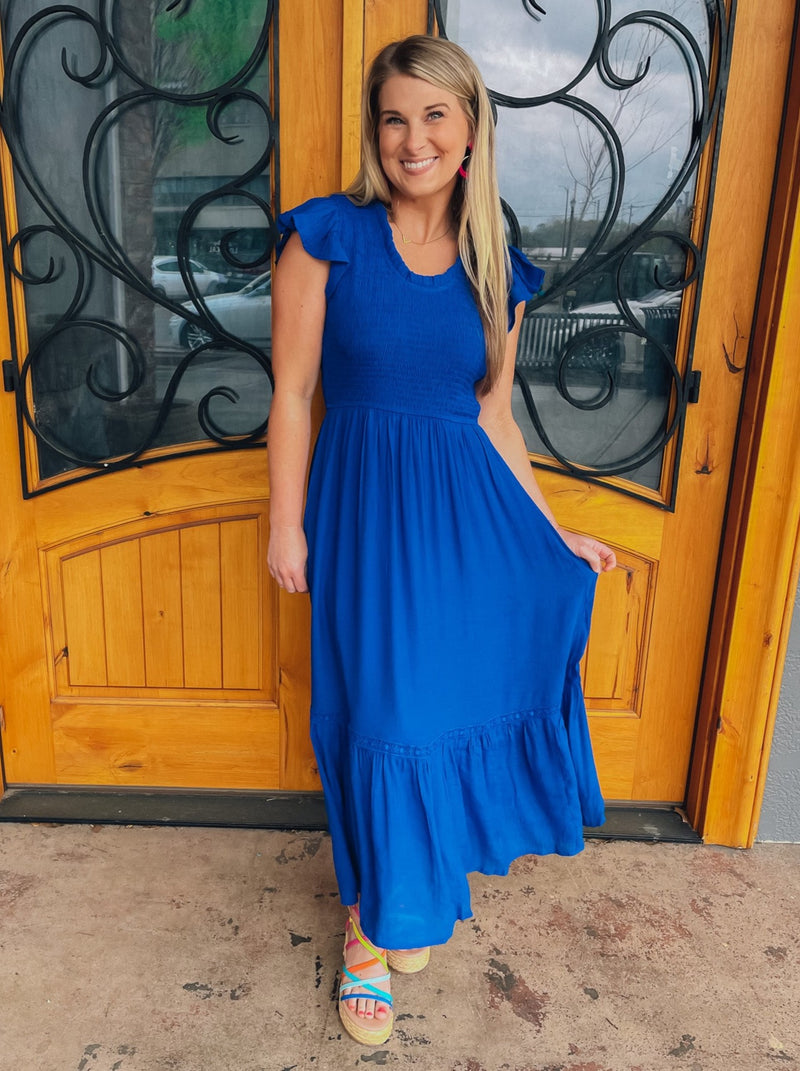 Irresistible Charm Midi Dress - Royal Blue