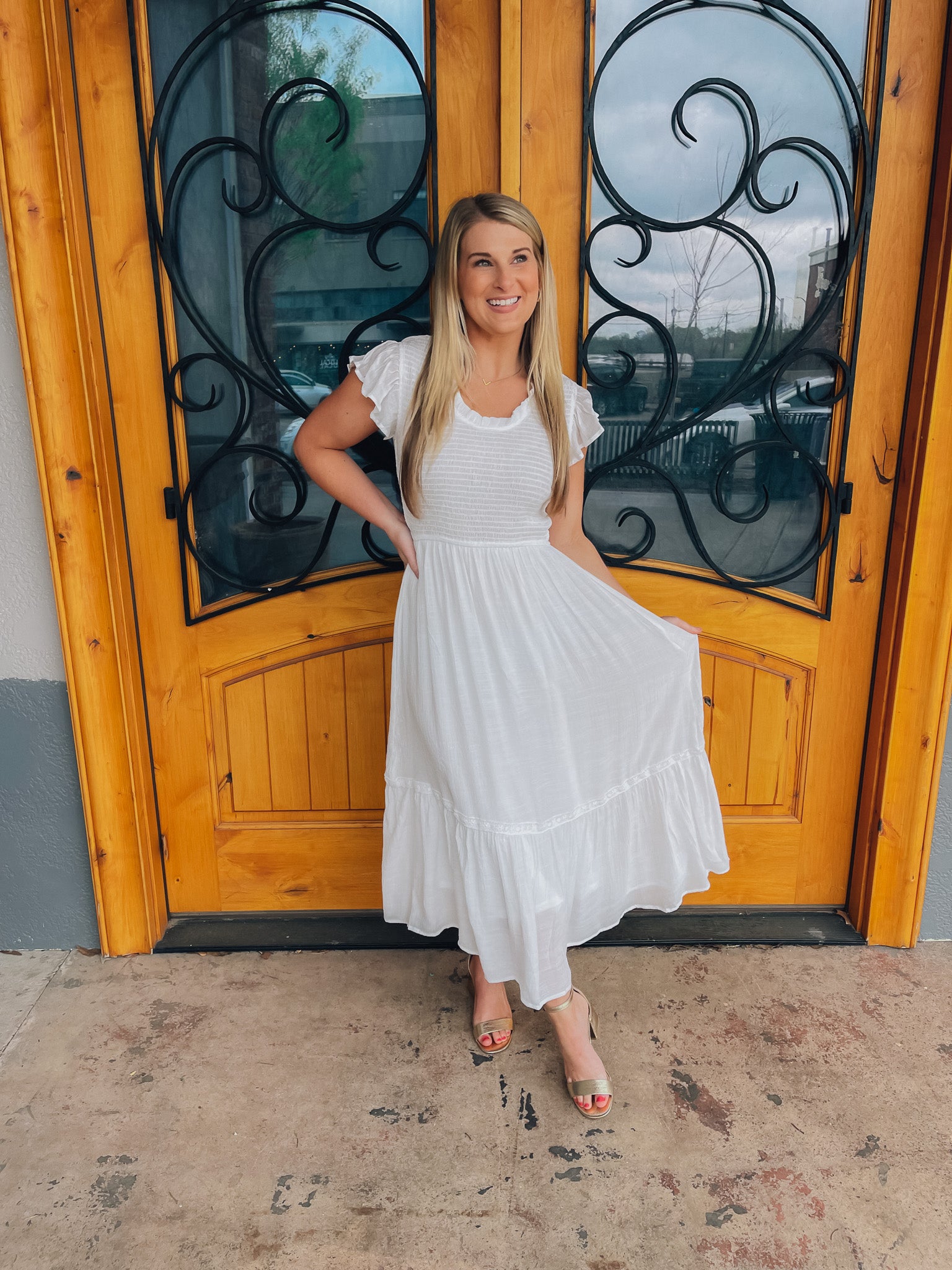 Irresistible Charm Midi Dress - White – The Sassy Owl Boutique