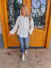 Far From Over Button Down Peplum Top