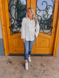 Far From Over Button Down Peplum Top