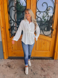 Far From Over Button Down Peplum Top