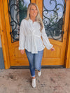 Far From Over Button Down Peplum Top