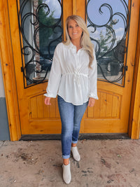 Far From Over Button Down Peplum Top