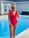 Meet Me In Hawaii One Piece Swimsuit (S-XL) - Red