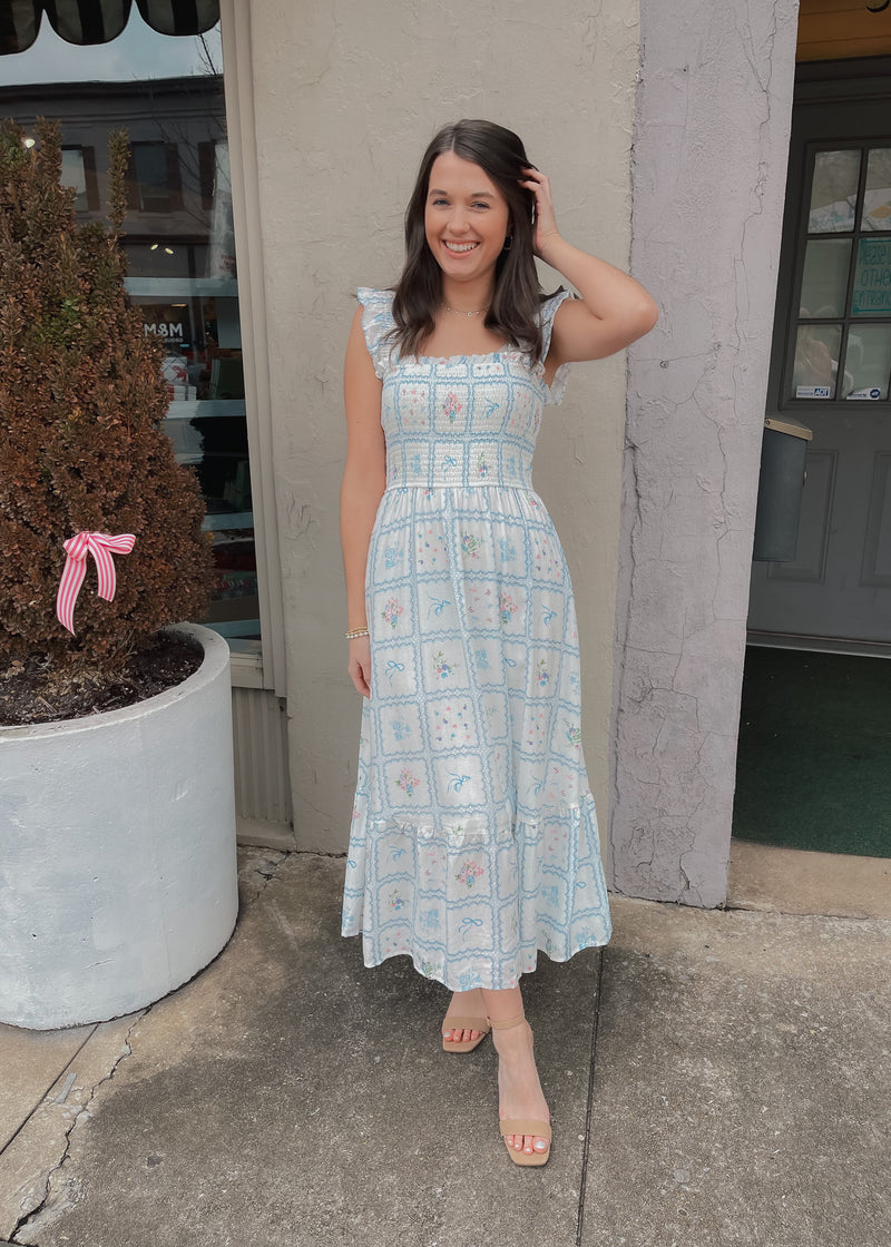 Porcelain Bloom Maxi Dress