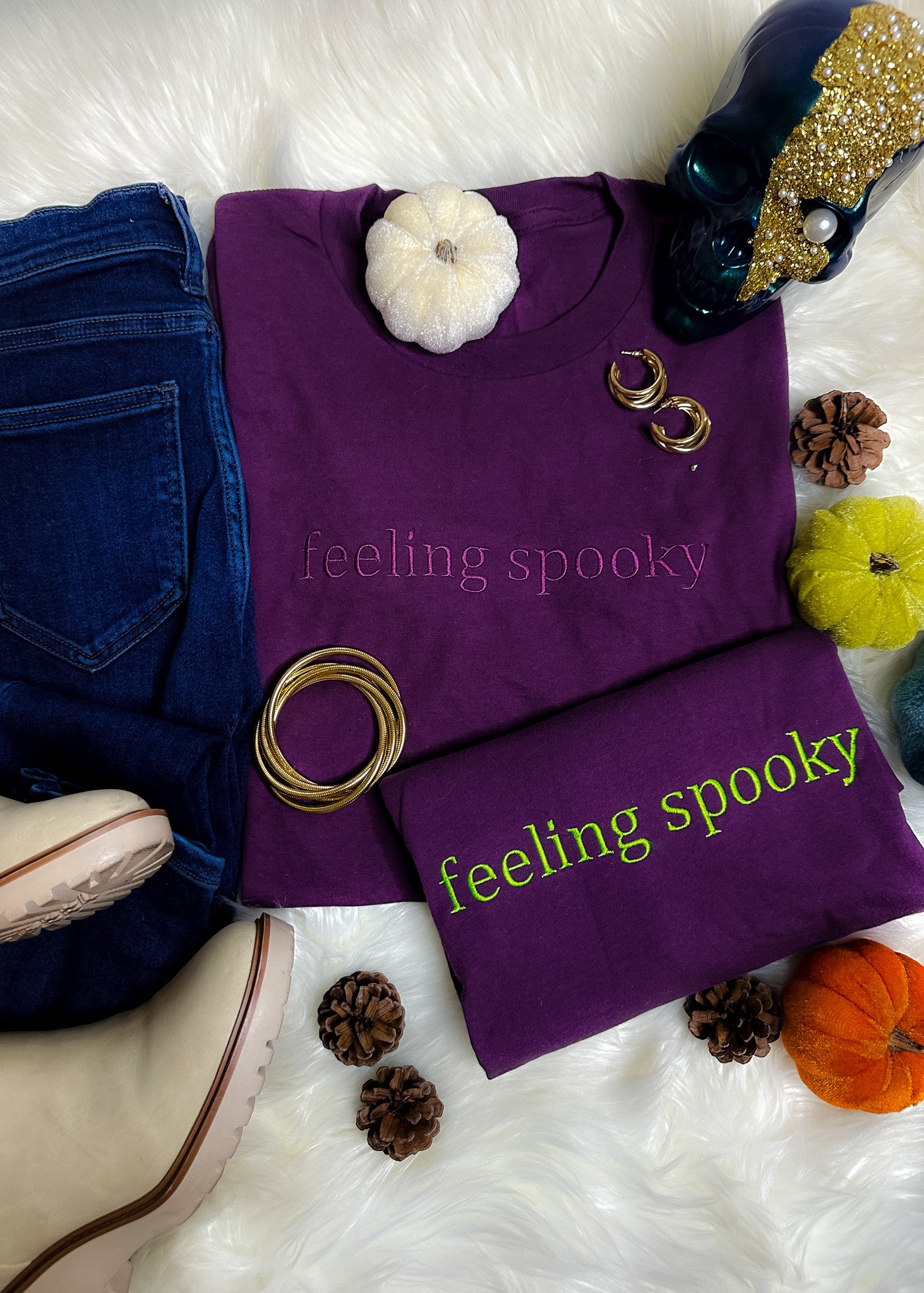 Feeling Spooky Embroidered Graphic Tee (S-2XL)