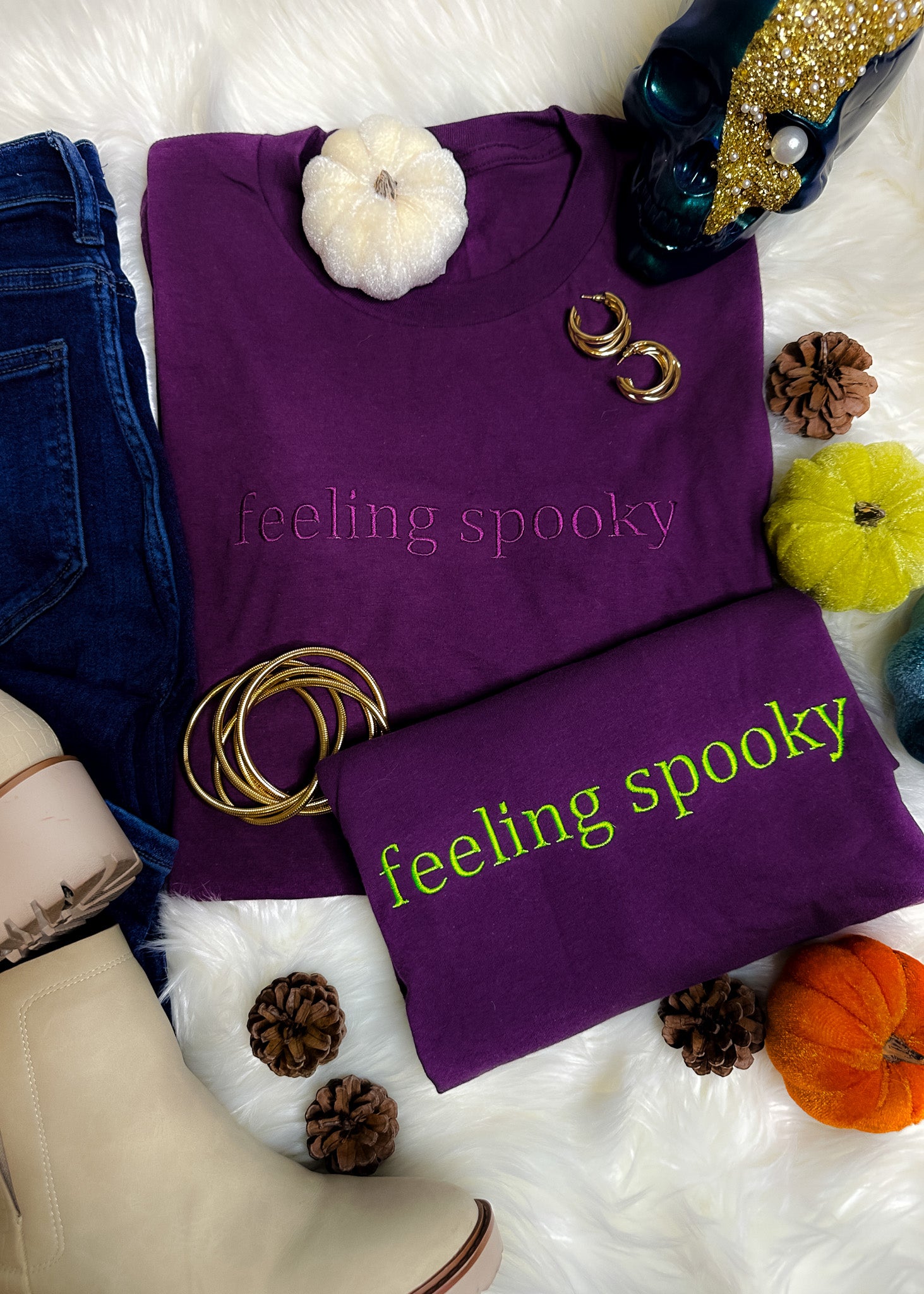 Feeling Spooky Embroidered Graphic Tee (S-2XL)