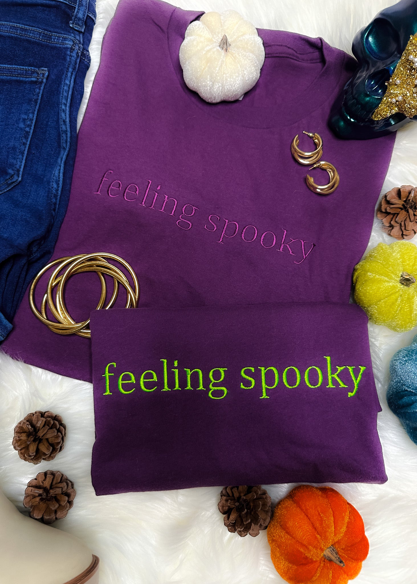 Feeling Spooky Embroidered Graphic Tee (S-2XL)