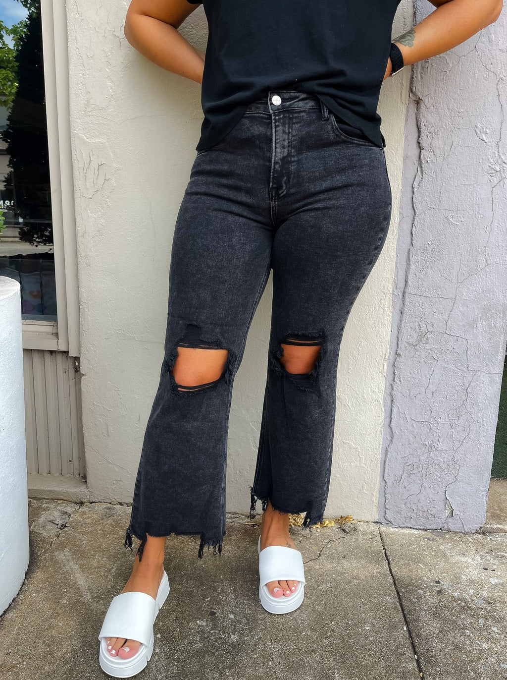 Not Just Anybody Black Distressed Jeans