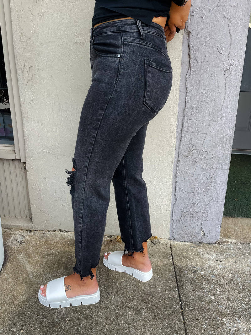 Not Just Anybody Black Distressed Jeans