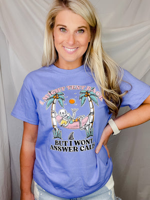 Show off your summertime state of mind with this fun graphic tee. Featuring a playful "I Might Text Back" message, unisex fit, and a happy skeleton design, you'll be livin' the vacay life in style (and you won't even have to answer the phone!). It's your do-not-disturb mode in a cute tee!
