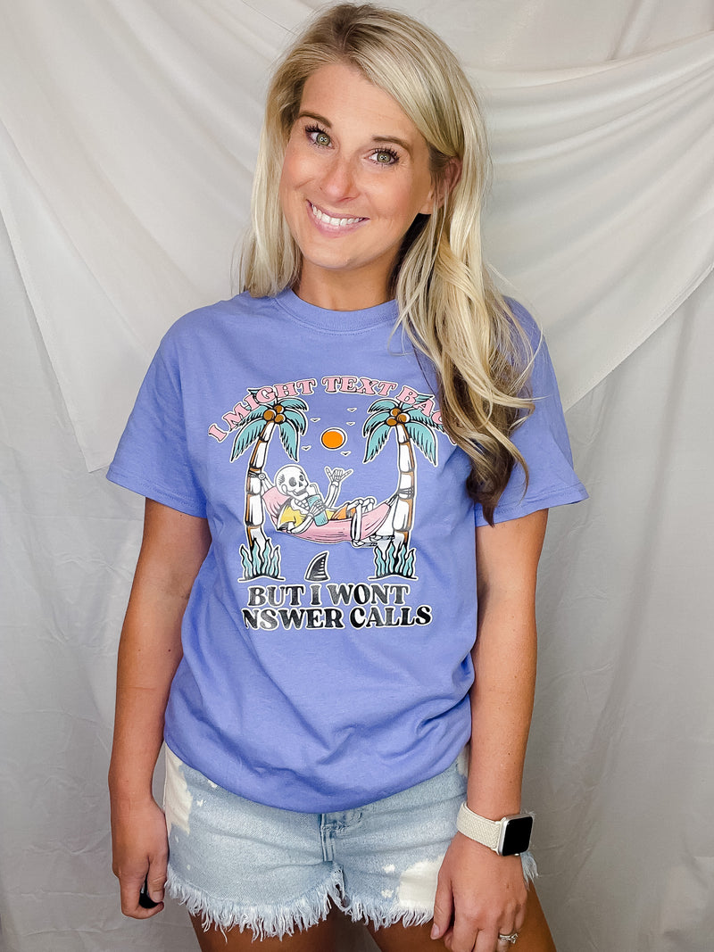 Show off your summertime state of mind with this fun graphic tee. Featuring a playful 