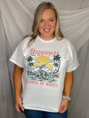 Put your happy on the forefront with our “Happiness Comes In Waves” Graphic Tee! This unisex, short-sleeved tee is the perfect way to bring beach vibes to any day. Plus, the round neckline and comfy fit will have you livin' the life of leisure and squealin' with joy! So, come on in and let the good times roll!