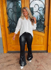 Another Love Faux Leather Bell Bottom Leggings