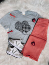 Leopard And Plaid Heart Tee (XS-2XL)