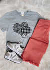 Leopard And Plaid Heart Tee (XS-2XL)