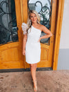 Add a little sass to your wardrobe with this oh-so-flattering asymmetrical one shoulder dress. Features a mini length, sheer puff sleeve and a hidden side zipper for a fitted fit. Perfect for all of our bride to be! Be the best dress anytime you walk into a room with the A Little Sass One Shoulder Dress. 