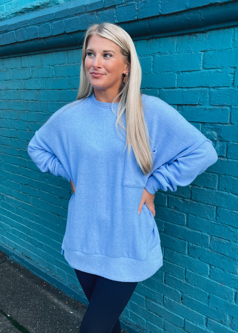 Keep Talking Oversized Fleece Pocket Sweater