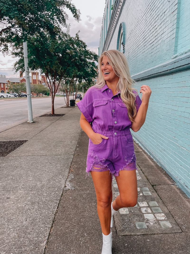 Change The Game Romper- Purple