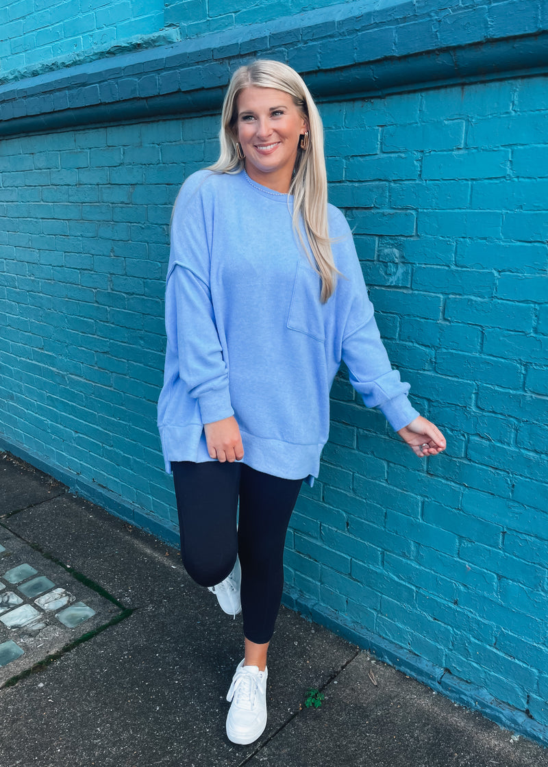 Keep Talking Oversized Fleece Pocket Sweater