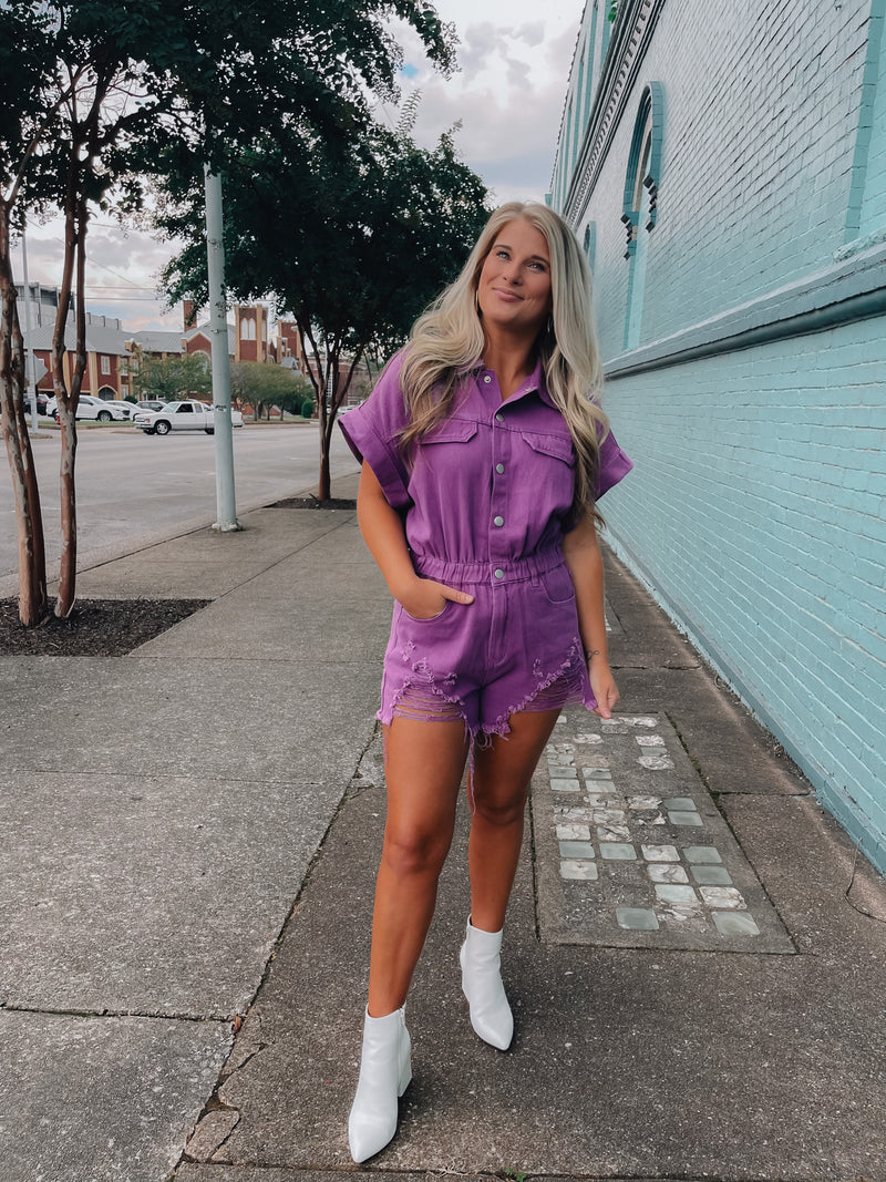 Change The Game Romper- Purple