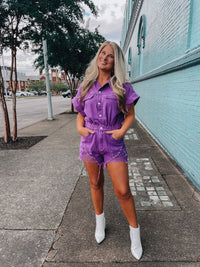 Change The Game Romper- Purple