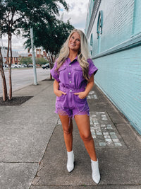 Change The Game Romper- Purple