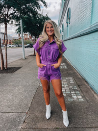 Change The Game Romper- Purple