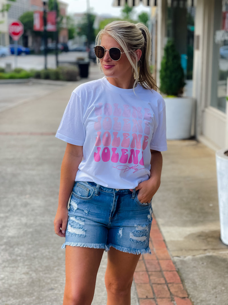 This Jolene Graphic Tee is the perfect fit for Dolly Parton fans! This pink ombre tee boasts the Queen of Country's iconic tune, plus a unisex fit and fashionable short sleeves. From rough riders to fashion icons, it's a one-of-a-kind wardrobe must-have! Yee-haw!