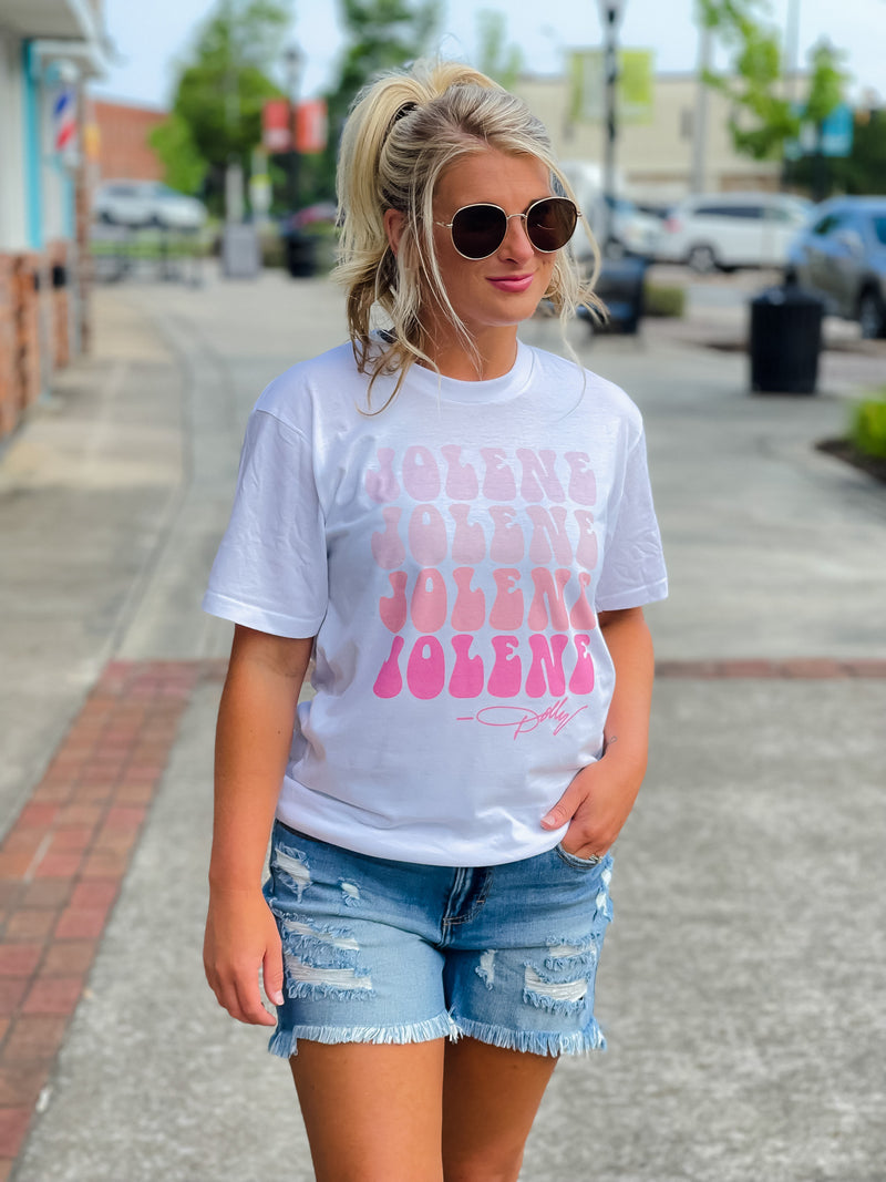 This Jolene Graphic Tee is the perfect fit for Dolly Parton fans! This pink ombre tee boasts the Queen of Country's iconic tune, plus a unisex fit and fashionable short sleeves. From rough riders to fashion icons, it's a one-of-a-kind wardrobe must-have! Yee-haw!