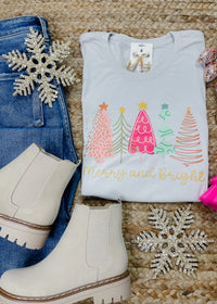 Merry and Bright Christmas Trees Graphic Tee (S-2XL)
