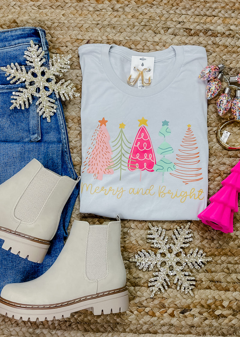 Merry and Bright Christmas Trees Graphic Tee (S-2XL)