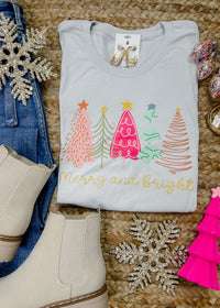 Merry and Bright Christmas Trees Graphic Tee (S-2XL)