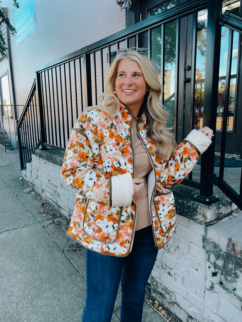 Wild Honey Floral Quilted Puffer Jacket