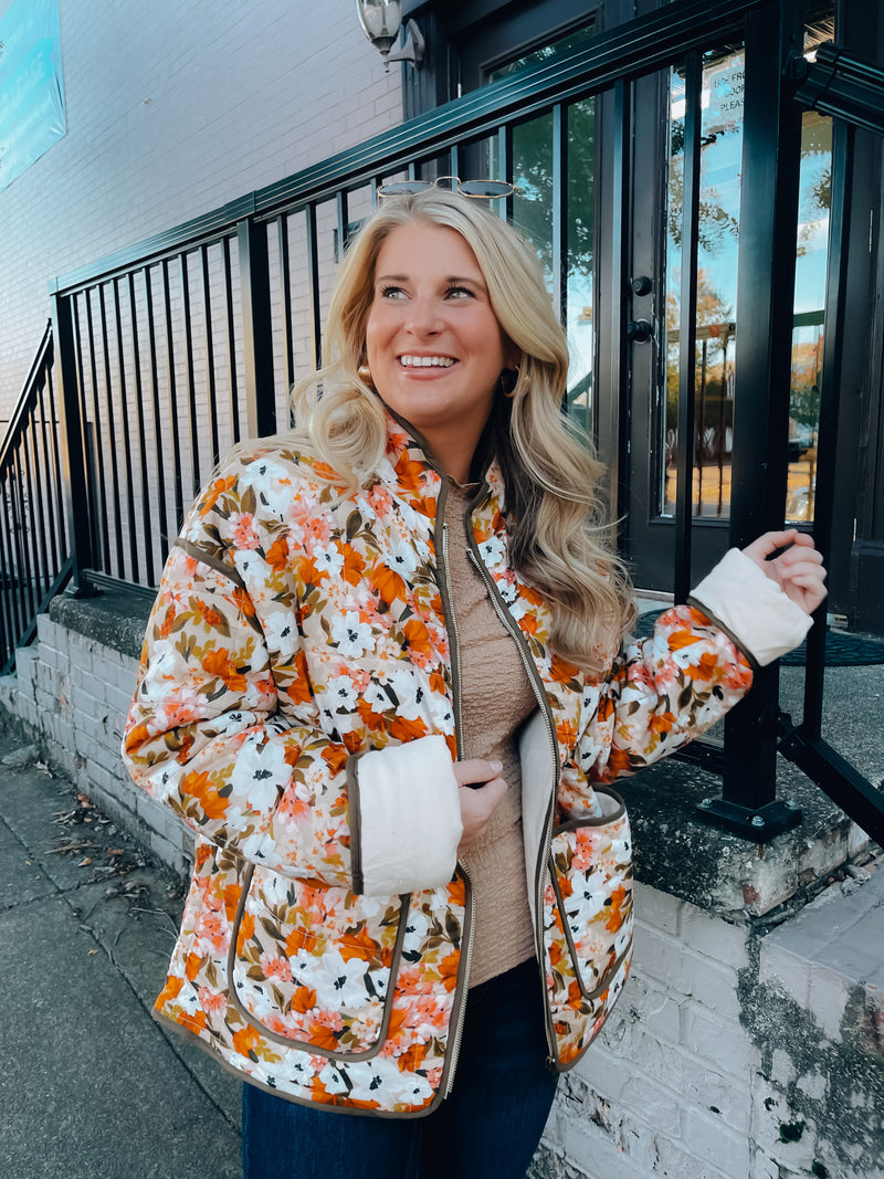 Wild Honey Floral Quilted Puffer Jacket