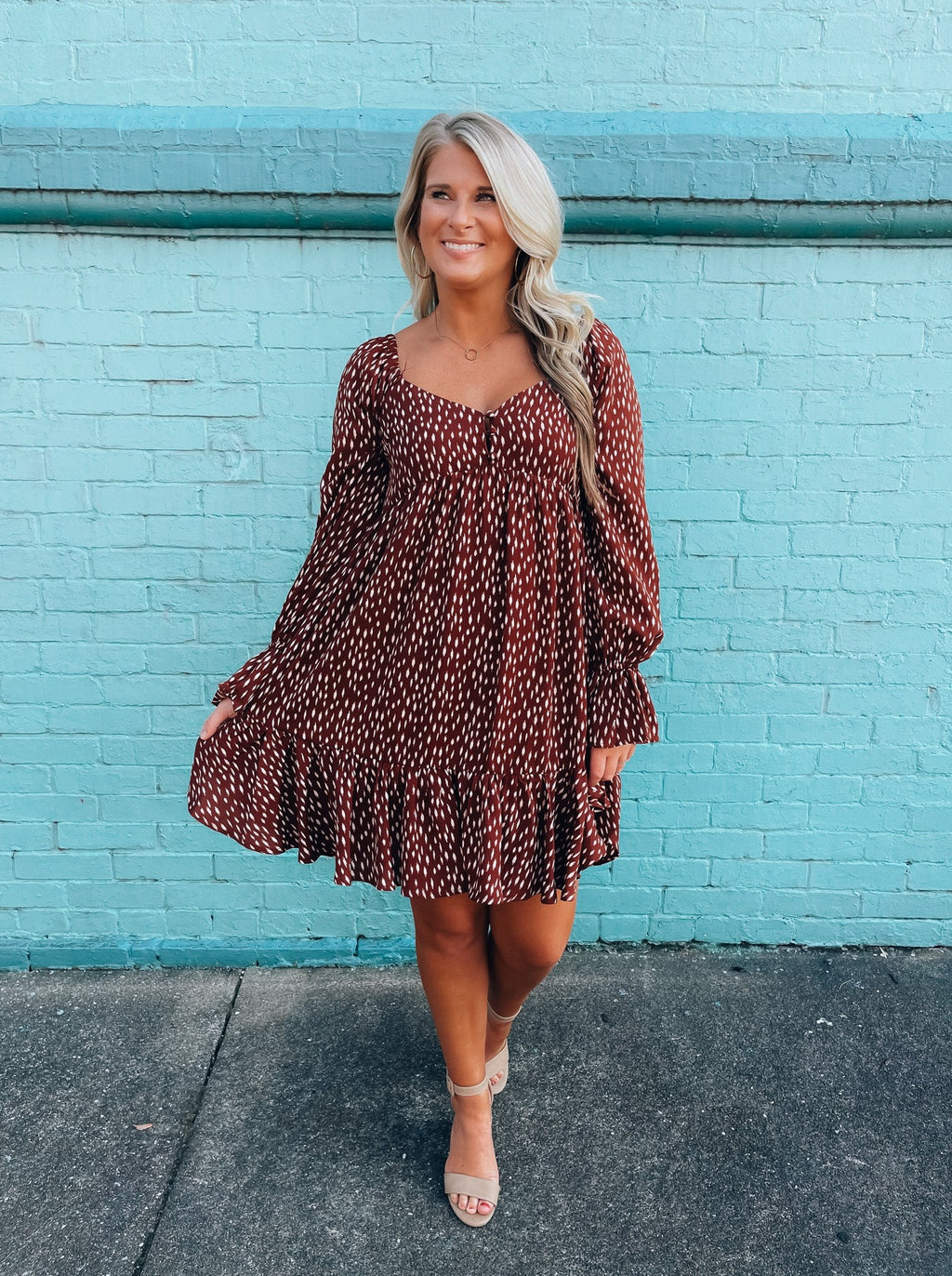 All Dolled Up Dress-Brick
