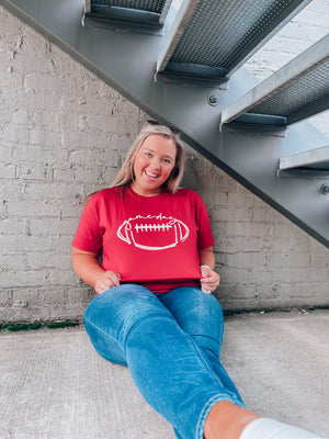 Score a touchdown in style with this Football Gameday Graphic Tee! Whether you're tailgating or watching from home, you'll be ready to cheer on your favorite team with this comfy, unisex design. This one's a surefire winner! Go long! ;)-RED