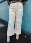 Without Thinking Ivory Tummy Control High Rise Line Detail Wide- Risen Jeans
