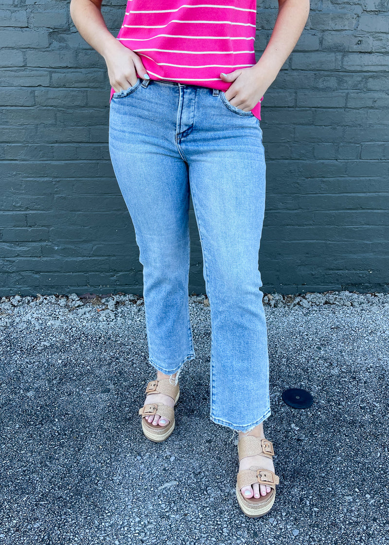 Killing Time Tummy Control Cropped Jeans