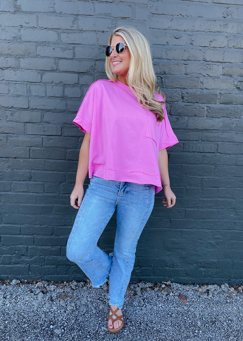 Let's Get Started Oversized Crop Tee