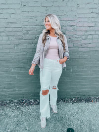 Dropping By High Waisted Distressed Jeans- Ivory