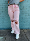 Up To Fate High Waisted Distressed Acid Washed Pink Jeans