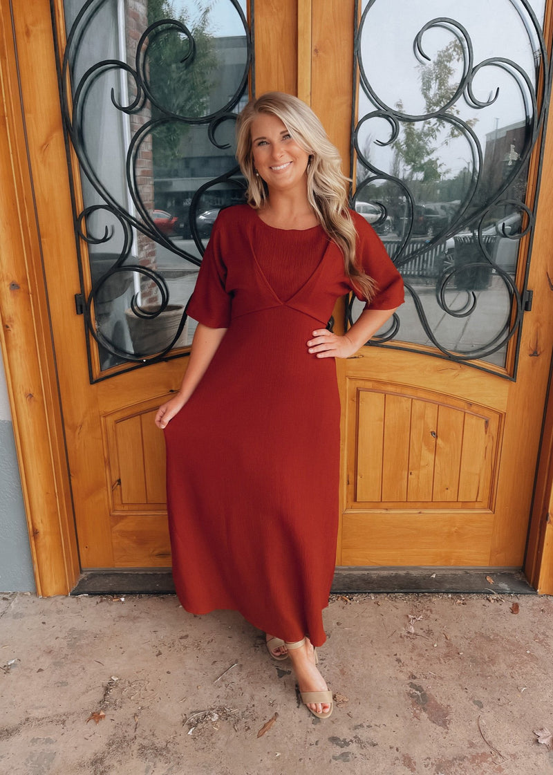 Believing In You Rust Midi Dress