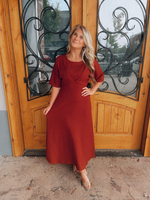 Believing In You Rust Midi Dress